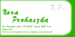 nora prohaszka business card